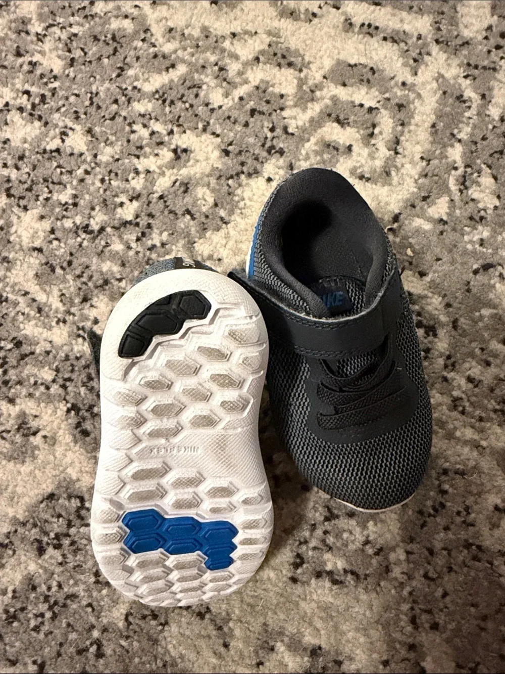 Nike Kids Gray Sneakers with Blue Swoosh